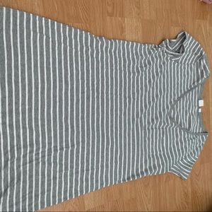 Gray and white striped t-shirt dress